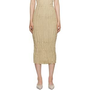 Toteme 'Crinkled' Beige Silk Midi Skirt Size 32